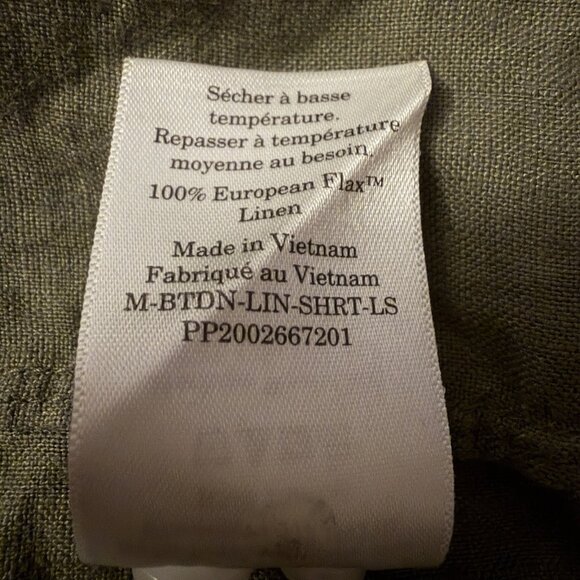 Everlane Shirt Men's Large Green Linen Long Sleeve Shirt Breathable Vacation - Picture 6 of 7